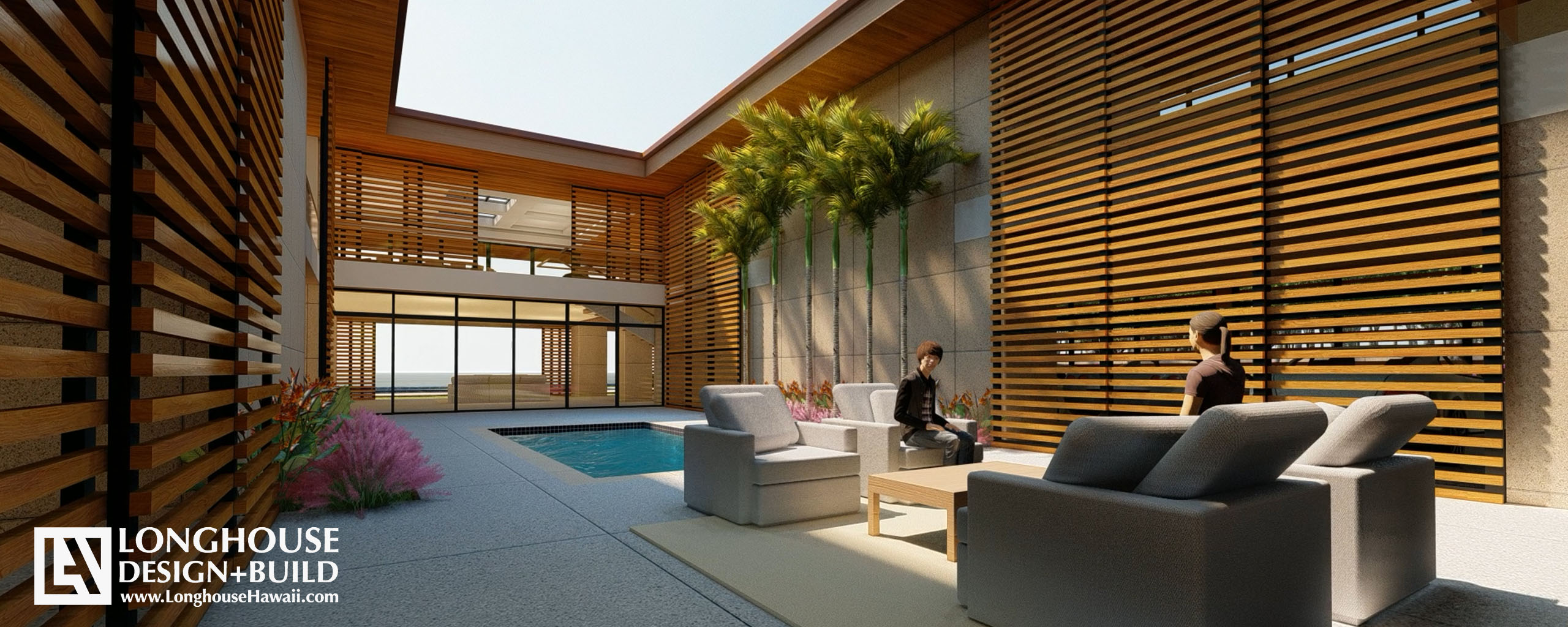 Kahala Modern Residence Hawaii Architects Jeff Long Oahu Hawaii Honolulu Luxury Home builder design Build Interior CAD Rendering